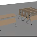 Folding Conference Tables With Light Wood Top Metal Frame And Lockable Casters