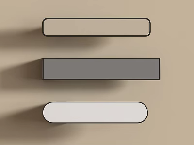 Modern Door Handles in Three Different Styles with Neutral Colors on Beige Wall 3d model