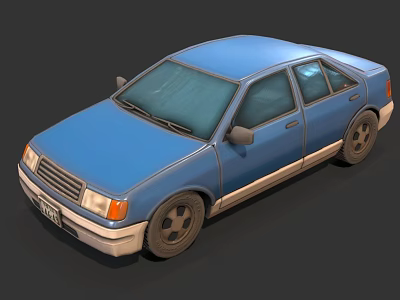 Blue Classic Sedan With Sleek Exterior Design And Black Wheels 3d model