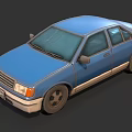 Blue Classic Sedan With Sleek Exterior Design And Black Wheels