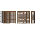Sliding Doors With Various Grille Patterns For Modern Interior Decoration 3d model
