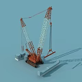 Orange Functional Vehicle Industrial Crane with Twin Booms for Construction Lifting Work