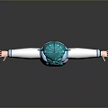 3D Anime Character Creature With Turquoise Hair White Hoodie Blue Skirt Open Arms Pose