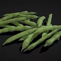 Fresh Green Bean Pods Arranged On Black Background Surface 3d model