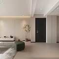 Modern Living Dining Room Interior With Open Layout Sofa Dining Table And Lighting