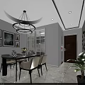 Modern Living and Dining Room Interior With Chandelier Sofa Coffee Table TV And Marble Wall