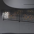 Elegant Swing Door Featuring Black Frame And Golden Ornamental Railing Design