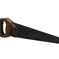 Vintage Rusty Hand Saw With Wooden Handle And Metal Blade