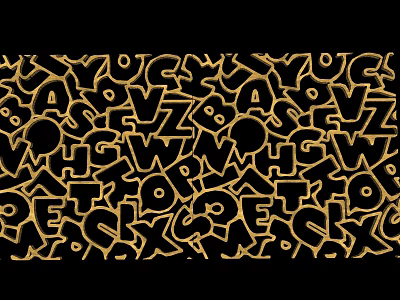 Golden Letters and Numbers Pendants Arranged in Dense Pattern Design 3d model