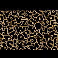 Golden Letters and Numbers Pendants Arranged in Dense Pattern Design