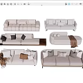 Modern Light Colored Sofa Set With Various Styles Cushions And Throws 3d model