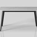 Modern Dining Table Set with White Marble Tabletop and Four Brown Black Chairs Black Legs 3d model