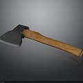 Classic Handcrafted Axe With Blue Metal Head And Natural Wooden Handle