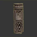Traditional Cylindrical Stone Sculpture With Intricate Carved Patterns And Hollow Center