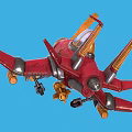 Red Cosmic Space Aircraft With Propeller And Transparent Cockpit Design