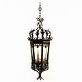 Ornate Vintage Wrought Iron Chandelier With Intricate Scrollwork And Warm Glow