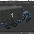 Vintage Dark Green Military Truck with Canvas Covered Cargo Bed Six Wheels and Side Emblem