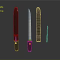 Traditional Japanese Knives With Black Sheaths And Metal Blades Design