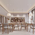 Modern Dining Leisure Space Interior With Soft Lighting Curtains And Artworks