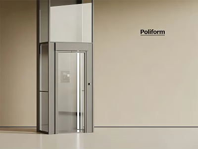 Modern Poliform Elevator Featuring Glass Door Design in Minimalist Interior Space 3d model
