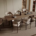 Modern Wooden Dining Table Set With Light Colored Chairs And Vase Centerpiece In Minimalist Room