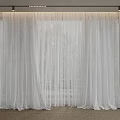 White Sheer Curtains for Minimalist Interior Window with Transparent Light Effect 3d model