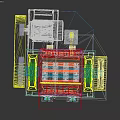 Industrial Crushing Machine With Yellow Hopper Blue Body Green Motor And Black Base