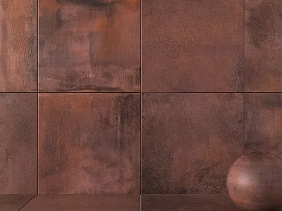 Metal Wall Components With Square Panels Copper Brown Finish And Circular Decorative Sphere 3d model