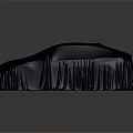 Covered Car Silhouette With Dark Fabric Cover in Simple Background Setting 3d model