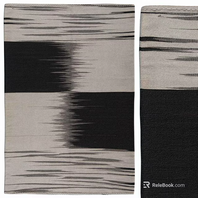 Modern Square Rug With Black And White Block Stripe Geometric Design Elements 3d model
