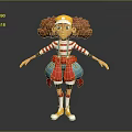 Game And Movie Character With Red Curly Hair Yellow Cap Striped Shirt And Blue Overalls