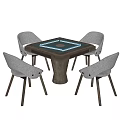 Modern Wooden Entertainment Table With Four Matching Chairs And Green Surface Design