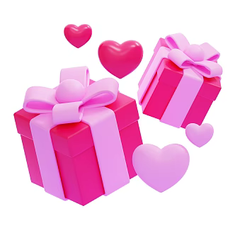 Modern Love Gift Box Valentine's Day Decorations Cartoon Love 3d model