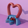 Interactive Area Featuring Red Heart Shaped Structure And Blue Base On Purple Background