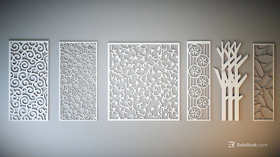Intricate Carved Wall Decor With Different Floral Geometric And Tree Patterns 3d model 