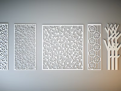 Intricate Carved Wall Decor With Different Floral Geometric And Tree Patterns 3d model