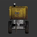Yellow Industrial Generator With Trailer Hitch And Worn Metal Texture On Wheels