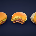 Appetizing Hamburgers With Bitten Patty Lettuce Cheese And Wrapped Option On Dark Background
