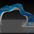 Blue Wavy Design Archway With Vic Pattern Promotes New Era And Future