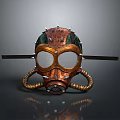 Steampunk Style Gas Mask Featuring Spiked Top Brass Goggles And Copper Breathing Tubes