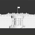 White House Architectural Model With Columns Steps And Flag On Top