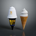 7 Eleven Ice Cream Cone And Cup With White Lid And Golden Logo