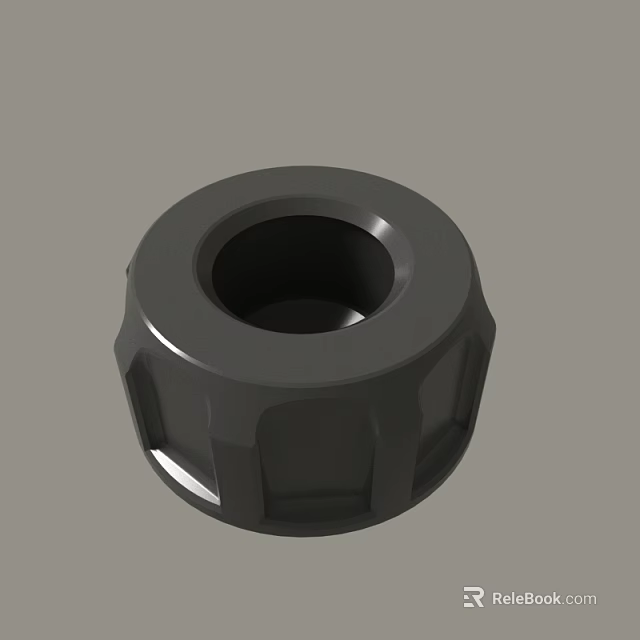 Black Hexagonal Cylindrical Mechanical Part With Central Hole And Solid Structure 3d model