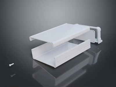White Wall Mounted Storage Shelf With Double Layer Design For Home Use 3d model