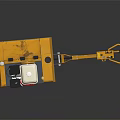 Small Yellow Road Roller With Red Engine And Long Handle Design