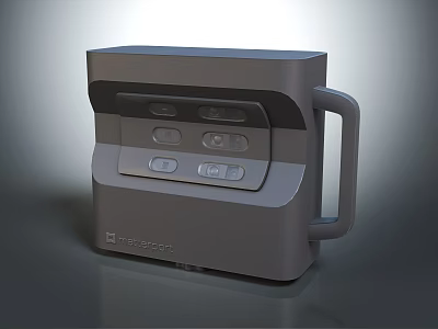 Portable Gray Medical Computer With Handle Buttons And Front Control Panel 3d model