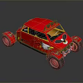 Red Off Road Car With Stylish Eagle Graphics On Body And Roof Lights