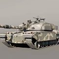 Military Tank Weapon With Camouflage Pattern Main Gun And Antenna Systems