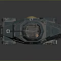 Military Armored Vehicle With Four Wheels Mounted Machine Gun And Open Grid Hatch