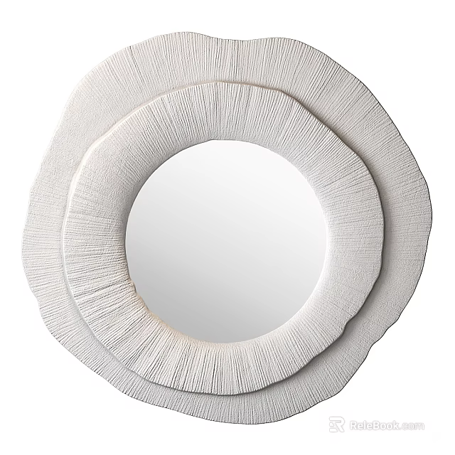 Artistic Modern Round Mirror With Textured Layered Frame For Interior Decor 3d model 